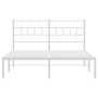 Estructura de cama con cabecero metal blanca 160x200 cm de vidaXL, Camas y somieres - Ref: Foro24-355711, Precio: 106,31 €, D...