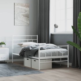 Estructura cama metal con cabecero y pie cama blanca 90x200 cm