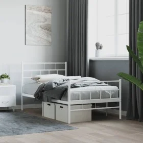 Metallbettgestell mit Kopf- und Fußteil weiß 107x203 cm von vidaXL, Betten und Lattenroste - Ref: Foro24-355722, Preis: 75,21...