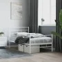 Estructura cama metal con cabecero y pie cama blanca 107x203 cm de vidaXL, Camas y somieres - Ref: Foro24-355722, Precio: 75,...