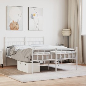 Estructura cama metal con cabecero y estribo blanco 135x190 cm