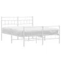 Metal bed frame with headboard and white footboard 135x190 cm by vidaXL, Beds and slatted bases - Ref: Foro24-355725, Price: ...