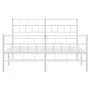 Metal bed frame with headboard and white footboard 135x190 cm by vidaXL, Beds and slatted bases - Ref: Foro24-355725, Price: ...