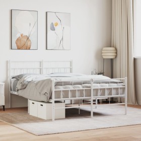 Estructura cama metal cabecero y estribo blanco 140x190 cm