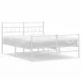 Metal bed frame with headboard and white footboard 140x190 cm by vidaXL, Beds and slatted bases - Ref: Foro24-355726, Price: ...