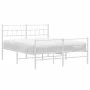 Metal bed frame with headboard and white footboard 140x190 cm by vidaXL, Beds and slatted bases - Ref: Foro24-355726, Price: ...