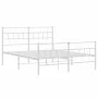 Metal bed frame with headboard and white footboard 140x190 cm by vidaXL, Beds and slatted bases - Ref: Foro24-355726, Price: ...