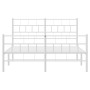 Bettgestell aus Metall mit Kopfteil und weißem Fußteil 150x200 cm von vidaXL, Betten und Lattenroste - Ref: Foro24-355728, Pr...