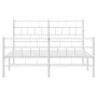 Metal bed frame with headboard and white footboard 150x200 cm by vidaXL, Beds and slatted bases - Ref: Foro24-355728, Price: ...