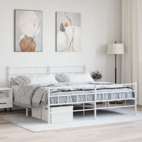 Estructura cama metal con cabecero y pie cama blanco 193x203 cm