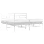 Metal bed frame with headboard and footboard white 193x203 cm by vidaXL, Beds and slatted bases - Ref: Foro24-355732, Price: ...