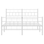 Bettgestell aus Metall mit Kopfteil und weißem Fußteil 140x200 cm von vidaXL, Betten und Lattenroste - Ref: Foro24-355727, Pr...
