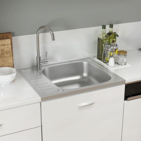 Küchenspüle mit Abtropffläche aus Edelstahl 500x600x155 mm von vidaXL, Sinkt - Ref: Foro24-147230, Preis: 80,37 €, Rabatt: %