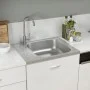 Küchenspüle mit Abtropffläche aus Edelstahl 500x600x155 mm von vidaXL, Sinkt - Ref: Foro24-147230, Preis: 75,01 €, Rabatt: %