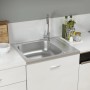 Küchenspüle mit Abtropffläche aus Edelstahl 500x600x155 mm von vidaXL, Sinkt - Ref: Foro24-147230, Preis: 80,37 €, Rabatt: %