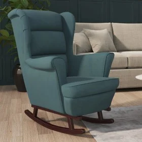 Silla mecedora con patas de madera de caucho terciopelo azul de vidaXL, Mecedoras - Ref: Foro24-329362, Precio: 214,39 €, Des...