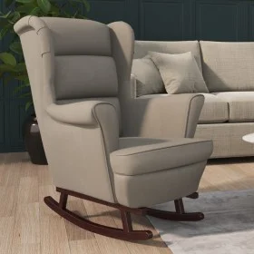 Silla mecedora patas de madera de caucho terciopelo gris claro de vidaXL, Mecedoras - Ref: Foro24-329363, Precio: 219,80 €, D...