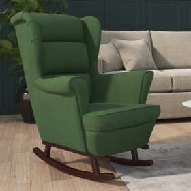Rocking chair wooden legs rubber velvet dark green by vidaXL, Rocking chairs - Ref: Foro24-329365, Price: 264,26 €, Discount: %