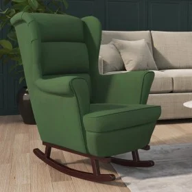 Silla mecedora patas de madera caucho terciopelo verde oscuro de vidaXL, Mecedoras - Ref: Foro24-329365, Precio: 262,82 €, De...