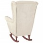 Schaukelstuhl, cremefarbener Samt, Beine aus Gummiholz von vidaXL, Schaukelstühle - Ref: Foro24-329372, Preis: 294,57 €, Raba...