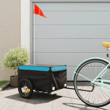 Remolque para bicicleta hierro negro y azul 30 kg de vidaXL, Remolques para bicicletas - Ref: Foro24-94079, Precio: 83,44 €, ...