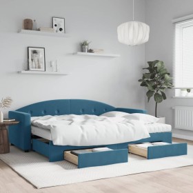 Sofá cama nido con cajones terciopelo azul 80x200 cm de vidaXL, Camas y somieres - Ref: Foro24-3197365, Precio: 450,43 €, Des...
