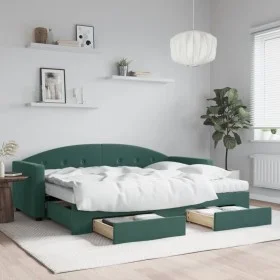Sofá cama nido con cajones terciopelo verde oscuro 80x200 cm de vidaXL, Camas y somieres - Ref: Foro24-3197368, Precio: 453,8...