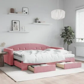 Trundle sofa bed with pink velvet drawers 80x200 cm by vidaXL, Beds and slatted bases - Ref: Foro24-3197369, Price: 453,10 €,...