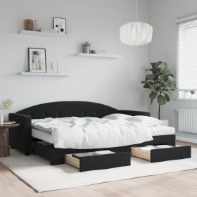 Trundle sofa bed with drawers black velvet 80x200 cm by vidaXL, Beds and slatted bases - Ref: Foro24-3197370, Price: 447,62 €...