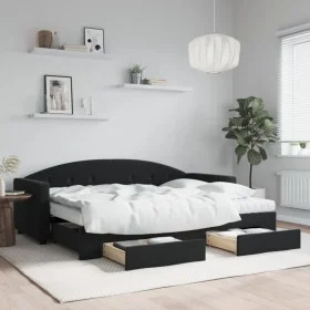Trundle sofa bed with drawers black velvet 80x200 cm by vidaXL, Beds and slatted bases - Ref: Foro24-3197370, Price: 448,15 €...