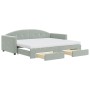 Trundle sofa bed with drawers light gray velvet 90x200 cm by vidaXL, Beds and slatted bases - Ref: Foro24-3197373, Price: 465...