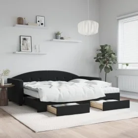 Sofá cama nido con cajones terciopelo negro 90x200 cm de vidaXL, Camas y somieres - Ref: Foro24-3197377, Precio: 480,66 €, De...