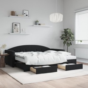 Trundle sofa bed with drawers black velvet 90x200 cm by vidaXL, Beds and slatted bases - Ref: Foro24-3197377, Price: 463,07 €...