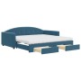 Trundle sofa bed with drawers blue velvet 100x200 cm by vidaXL, Beds and slatted bases - Ref: Foro24-3197379, Price: 463,70 €...