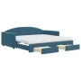Trundle sofa bed with drawers blue velvet 100x200 cm by vidaXL, Beds and slatted bases - Ref: Foro24-3197379, Price: 463,39 €...