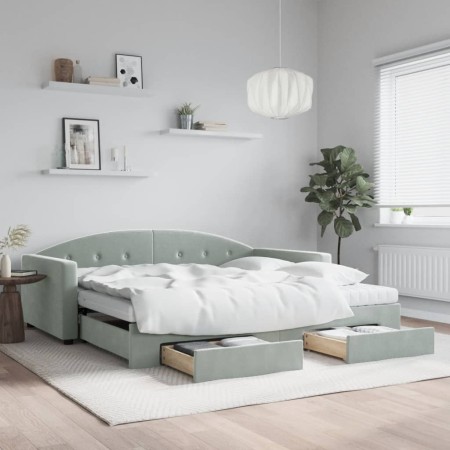 Sofá cama nido con cajones terciopelo gris claro 100x200 cm de vidaXL, Camas y somieres - Ref: Foro24-3197380, Precio: 479,27...