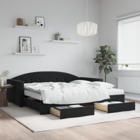 Trundle sofa bed with drawers black velvet 100x200 cm by vidaXL, Beds and slatted bases - Ref: Foro24-3197384, Price: 485,83 ...