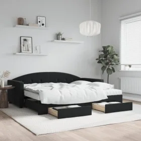 Trundle sofa bed with drawers black velvet 90x190 cm by vidaXL, Beds and slatted bases - Ref: Foro24-3197388, Price: 439,41 €...