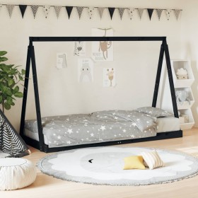 Estructura de cama para niños madera de pino negro 80x200 cm