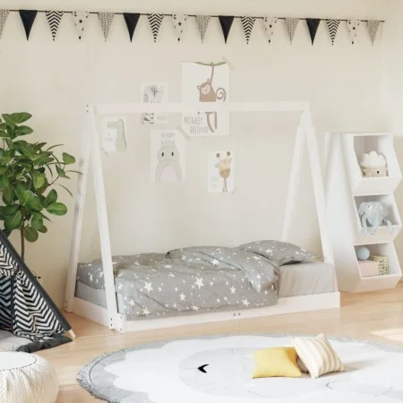 Kinderbettgestell aus weißem Kiefernholz 70x140 cm von vidaXL, Kinderbetten und Betten für Kinder - Ref: Foro24-834526, Preis...