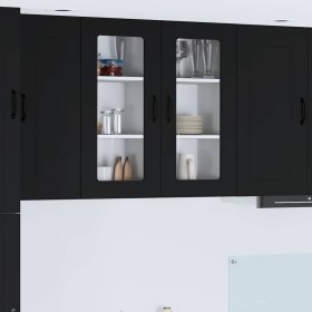 Armario de cocina mural con estante 2 pcs Negro 40 x 31 x 80 cm