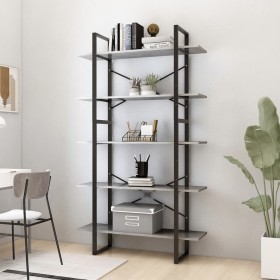 Estantería 5 pisos madera ingeniería gris hormigón 100x30x175cm