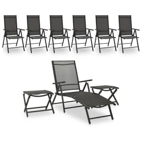 Neunteiliges Gartenmöbel-Set in Schwarz und Anthrazitgrau. von vidaXL, Gartensets - Ref: Foro24-3070643, Preis: 419,04 €, Rab...