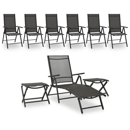 Neunteiliges Gartenmöbel-Set in Schwarz und Anthrazitgrau. von vidaXL, Gartensets - Ref: Foro24-3070643, Preis: 419,04 €, Rab...