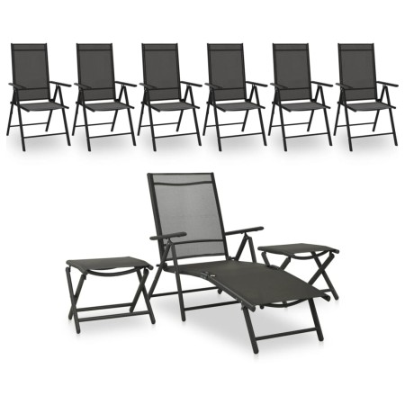 Neunteiliges Gartenmöbel-Set in Schwarz und Anthrazitgrau. von vidaXL, Gartensets - Ref: Foro24-3070643, Preis: 426,22 €, Rab...