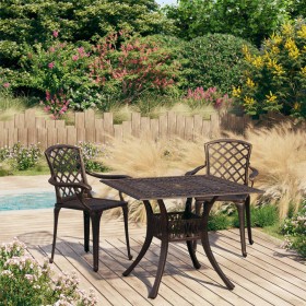 Bistrotisch und Stühle, 3-teilig, Aluminiumguss, bronzefarben von vidaXL, Gartensets - Ref: Foro24-3070586, Preis: 477,79 €, ...