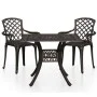 Bistrotisch und Stühle, 3-teilig, Aluminiumguss, bronzefarben von vidaXL, Gartensets - Ref: Foro24-3070586, Preis: 477,79 €, ...