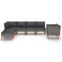 Set de muebles de jardín 7 pzas ratán sintético eucalipto gris