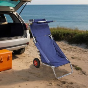 Carrito de playa portátil y plegable con ruedas azul en Carros e islas | Comprar online en Foro24