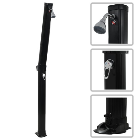 Ducha solar plegable negra 214 cm 23 L en Accesorios para piscinas y spa | Comprar online en Foro24